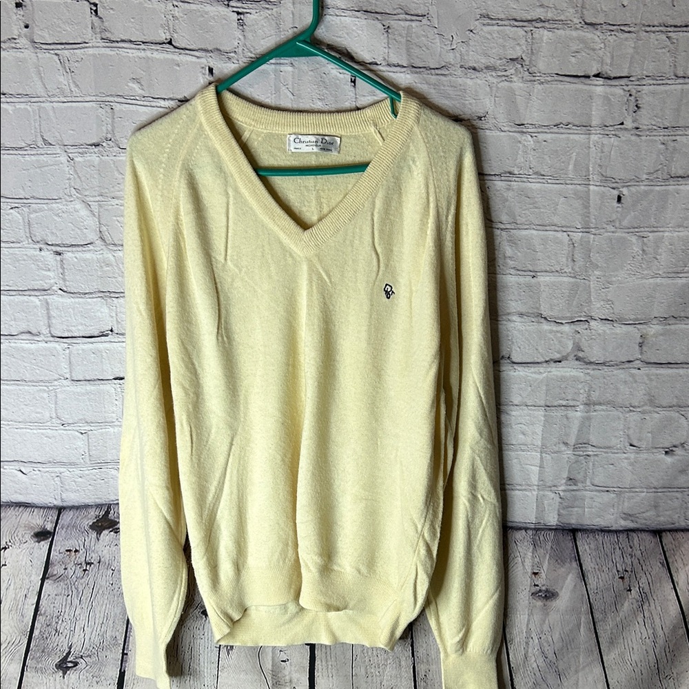 Christian Dior vintage monogram ivory v neck men’s sweater size large